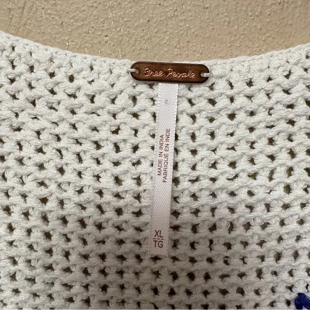 Free People Wildflowers Crochet Tank Crop Top White Floral Flowers Size XL